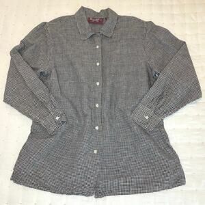Denim & Co. Vintage Women’s Gingham Linen Button Up Shirt